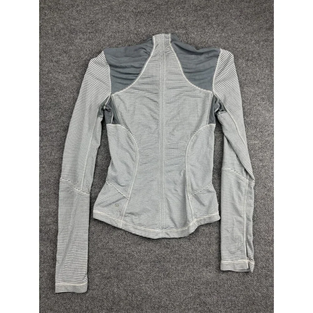 Lululemon Jacket Womens 4 Gray Gingham Full Zip Long Sleeve Athletic Lightweight